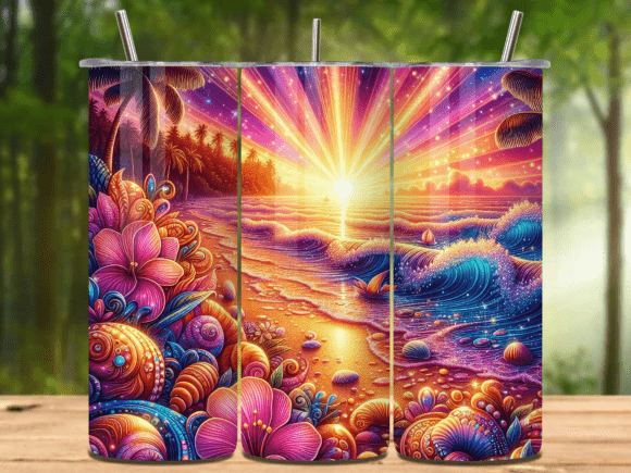 Beach Summer 20oz Tumbler Wrap Png V.20