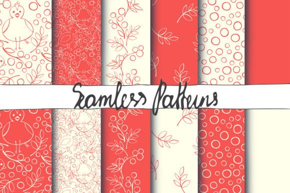Bird Berries Seamless Patterns Pack