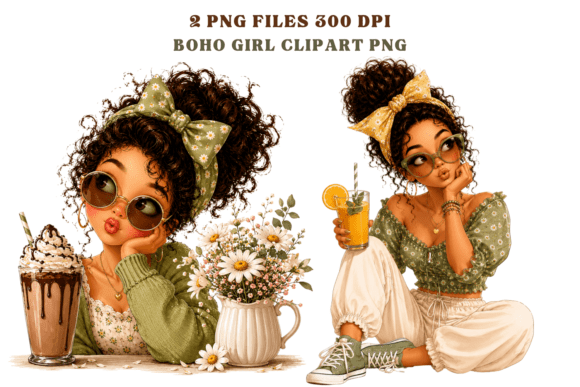 Boho Girl PNG and Messy Bun Gir Clipart Png: A Creative Resource for Designers and Makers