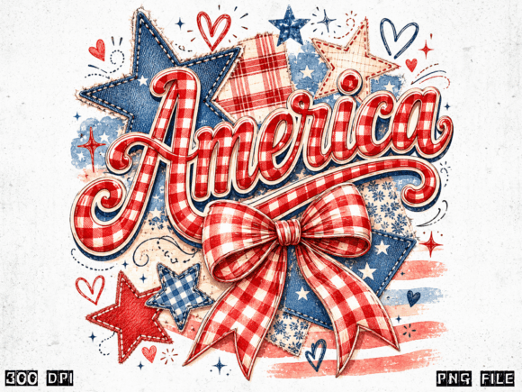 Coquette America Bow PNG Retro Patriot: A Versatile Design for Creative Projects