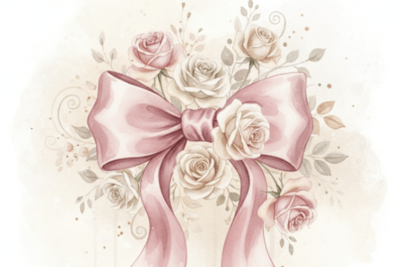 Elegant Watercolor Pink Ribbon