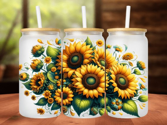 Floral Sunflower 16oz Tumbler Wrap PNG: A Versatile Design Asset