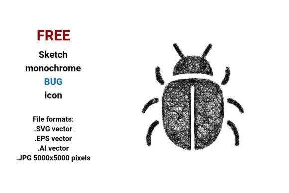 Free Sketch Bug Icon for Creative Projects