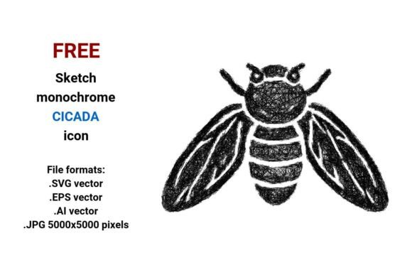 FREE Sketch Cicada Icon and Vector Files for Designers