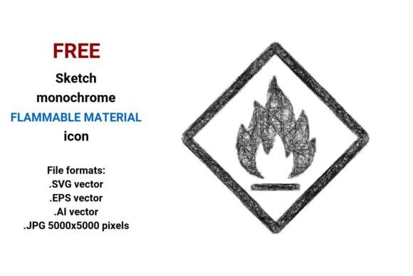 FREE Sketch Flammable Material Icon: Practical, Scalable, and Design-Ready
