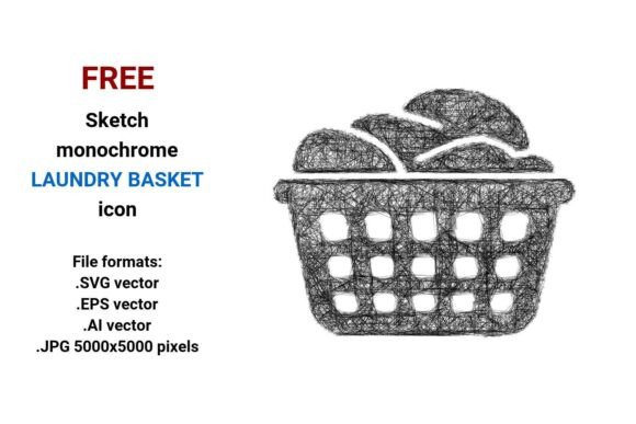 FREE Sketch Laundry Basket Icon: Clean, Scalable & Versatile for Any Project