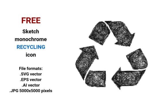 FREE Sketch Recycling Icon: Hand-Drawn Simplicity for Sustainable Design