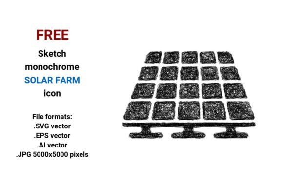 FREE Sketch Solar Farm Icon: A Versatile Vector Resource for Green Energy Design