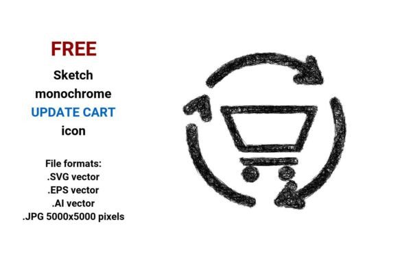 FREE Sketch Update Cart Icon: Hand-Drawn Flexibility for Modern Ecommerce Interfaces