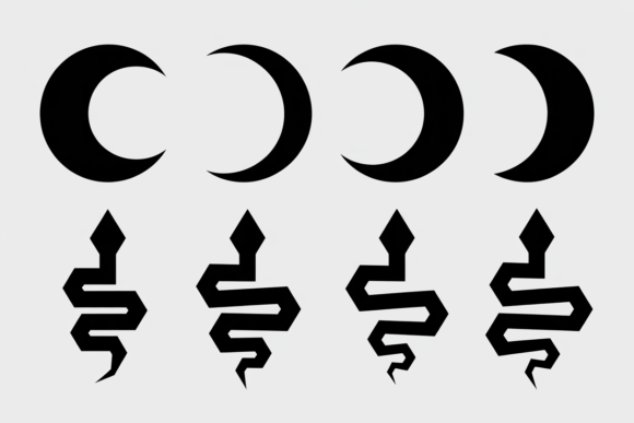 Moon and Snake Celestial SVG Icons