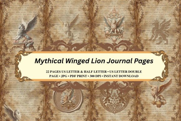 Mythical Winged Lion Journal Pages