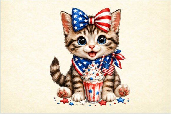 Patriotic Kitten Clipart