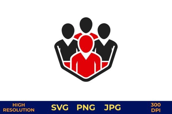 Teamwork Icon with Leader in Center